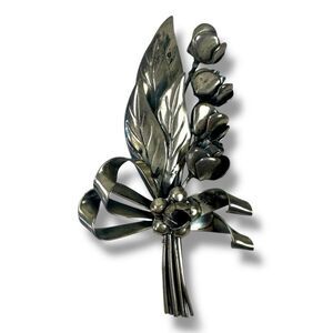 Vintage Hobe Sterling Silver Floral Bouquet Brooch Pin‎ Summer Flower Stamped